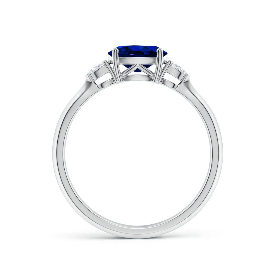 7x5mm AAAA Classic East-West Oval Blue Sapphire Side Stone Engagement Ring in White Gold side 199