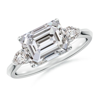 8.5x6.5mm IJI1I2 Classic East-West Emerald-Cut Diamond Side Stone Engagement Ring in White Gold