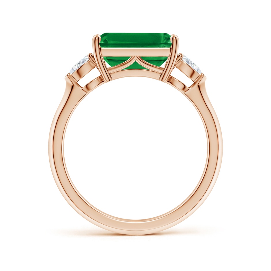 10x8mm AAA Classic East-West Emerald-Cut Emerald Side Stone Engagement Ring in 18K Rose Gold side 199