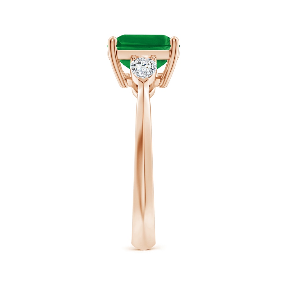 10x8mm AAA Classic East-West Emerald-Cut Emerald Side Stone Engagement Ring in 18K Rose Gold side 299