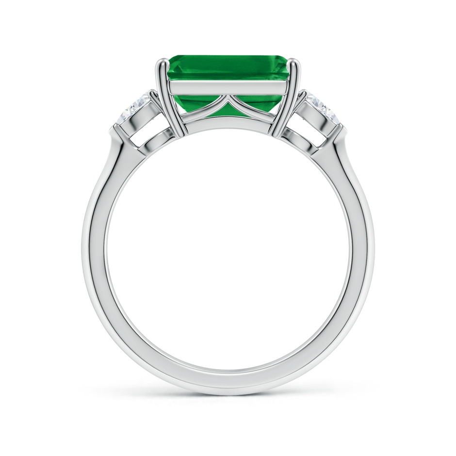 10x8mm AAA Classic East-West Emerald-Cut Emerald Side Stone Engagement Ring in White Gold side 199