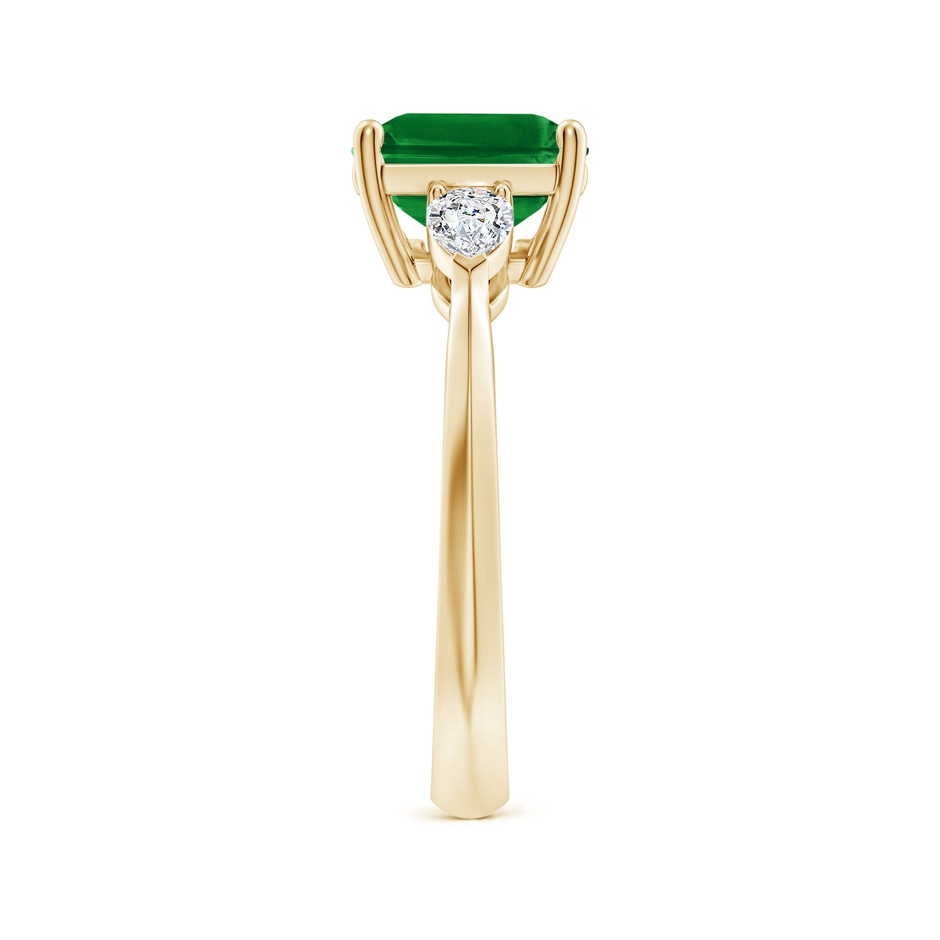 10x8mm AAAA Classic East-West Emerald-Cut Emerald Side Stone Engagement Ring in Yellow Gold side 299