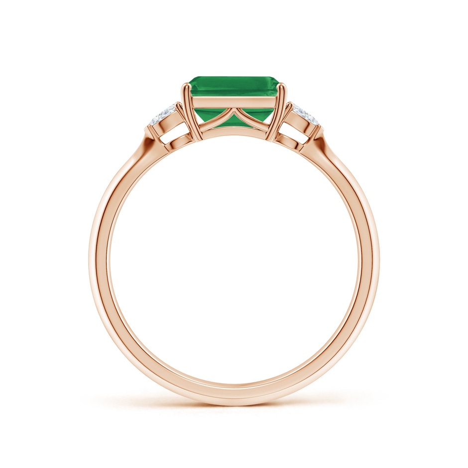 7x5mm AA Classic East-West Emerald-Cut Emerald Side Stone Engagement Ring in Rose Gold side 199