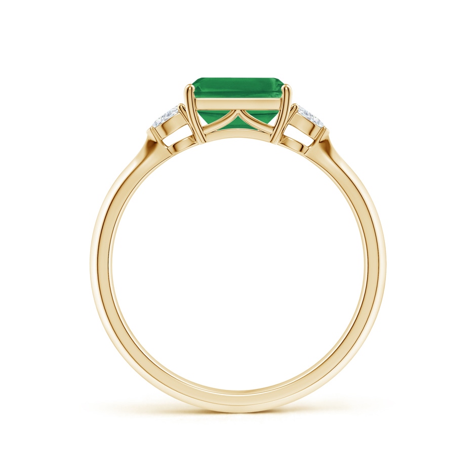 7x5mm AA Classic East-West Emerald-Cut Emerald Side Stone Engagement Ring in Yellow Gold side 199