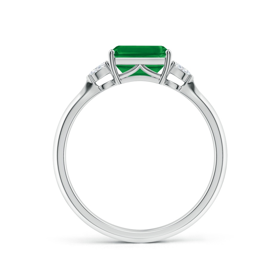 7x5mm AAA Classic East-West Emerald-Cut Emerald Side Stone Engagement Ring in White Gold side 199