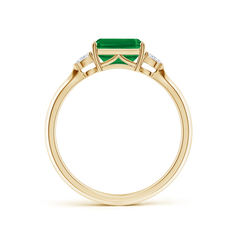 7x5mm AAA Classic East-West Emerald-Cut Emerald Side Stone Engagement Ring in Yellow Gold side 199