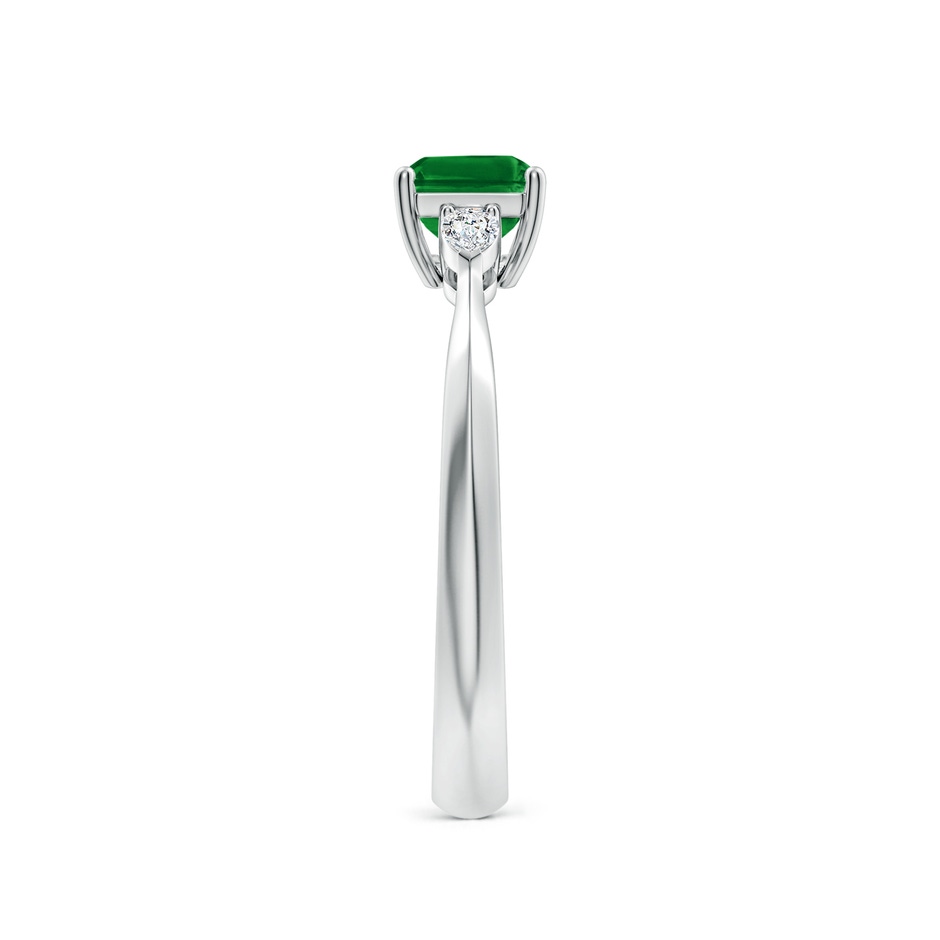 7x5mm AAAA Classic East-West Emerald-Cut Emerald Side Stone Engagement Ring in White Gold side 299