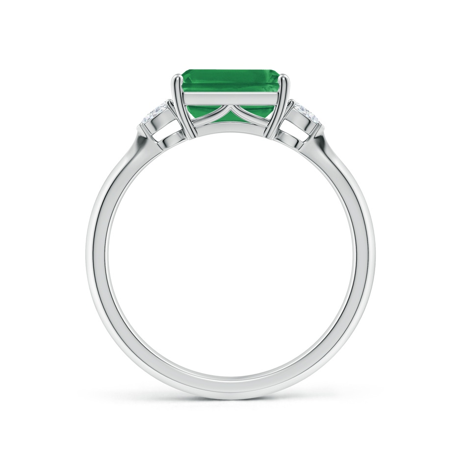 8x6mm AA Classic East-West Emerald-Cut Emerald Side Stone Engagement Ring in White Gold side 199
