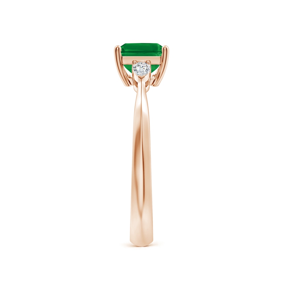 8x6mm AAA Classic East-West Emerald-Cut Emerald Side Stone Engagement Ring in Rose Gold side 299