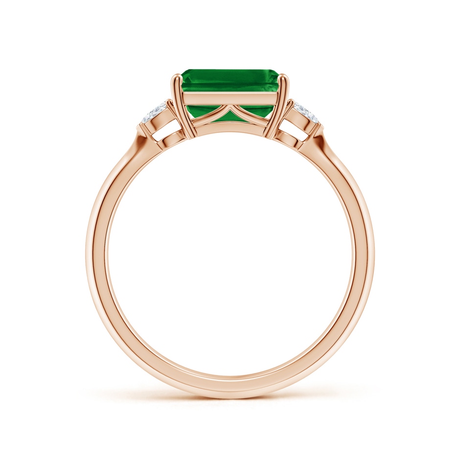 8x6mm AAAA Classic East-West Emerald-Cut Emerald Side Stone Engagement Ring in 18K Rose Gold side 199