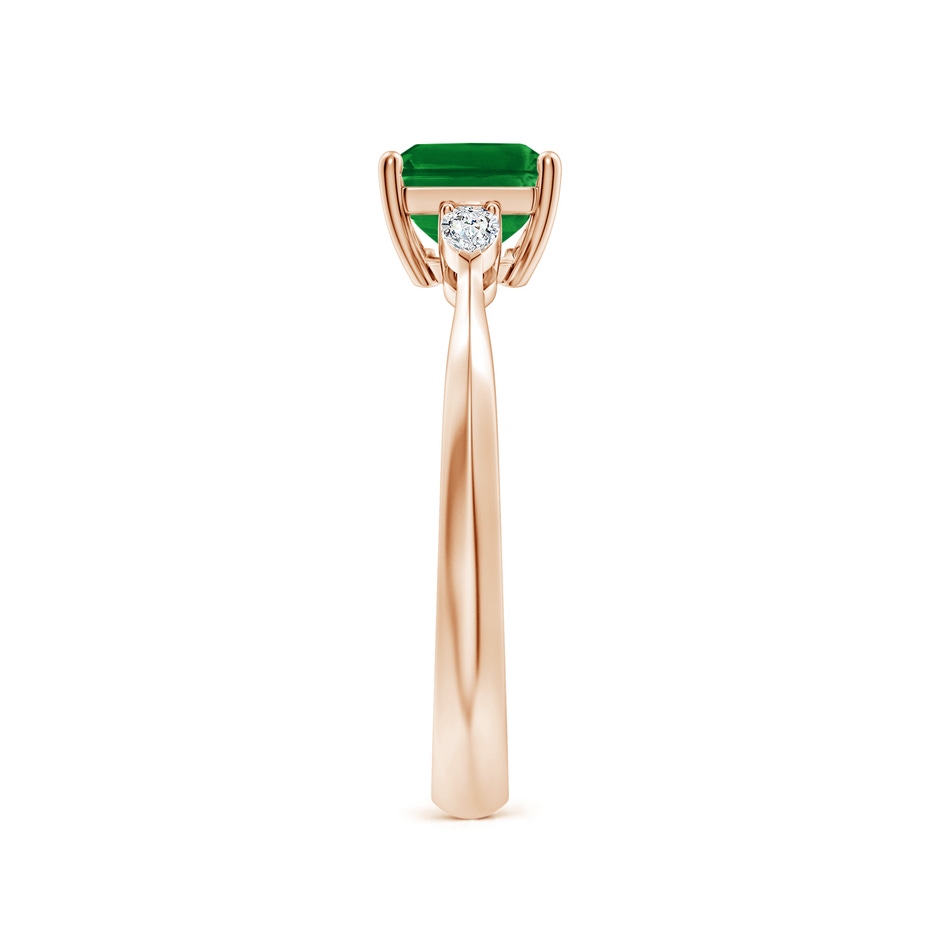 8x6mm AAAA Classic East-West Emerald-Cut Emerald Side Stone Engagement Ring in 18K Rose Gold side 299