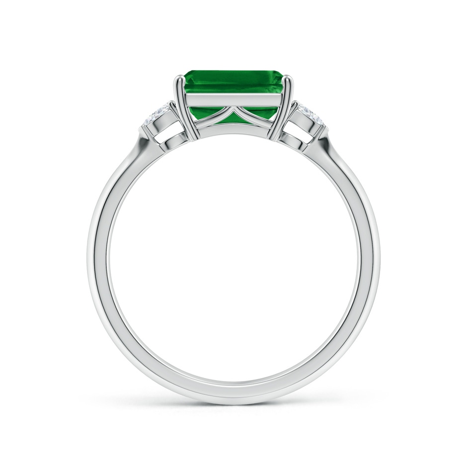 8x6mm AAAA Classic East-West Emerald-Cut Emerald Side Stone Engagement Ring in P950 Platinum side 199