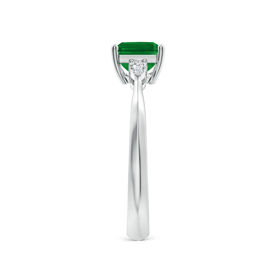 8x6mm AAAA Classic East-West Emerald-Cut Emerald Side Stone Engagement Ring in P950 Platinum side 299