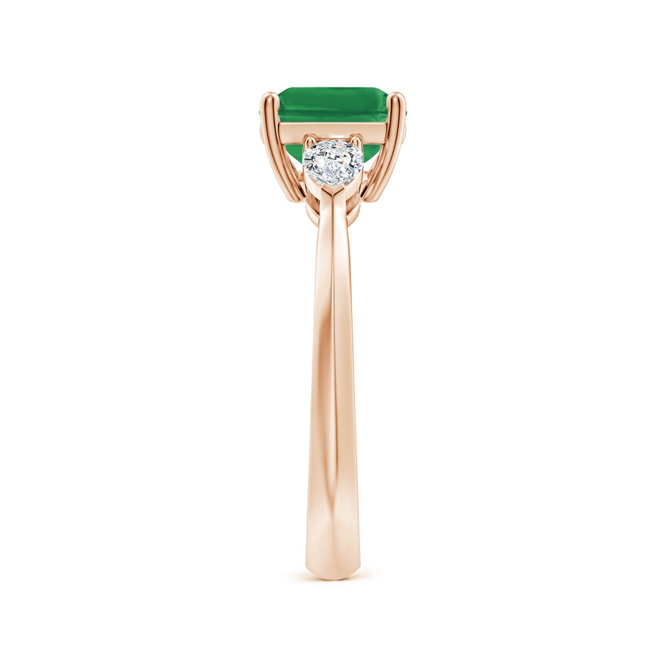 9x7mm AA Classic East-West Emerald-Cut Emerald Side Stone Engagement Ring in Rose Gold side 299