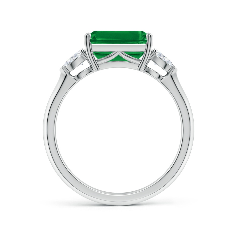 9x7mm AAA Classic East-West Emerald-Cut Emerald Side Stone Engagement Ring in P950 Platinum side 199