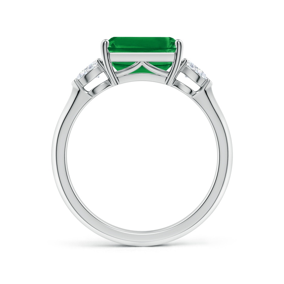 9x7mm AAA Classic East-West Emerald-Cut Emerald Side Stone Engagement Ring in White Gold side 199