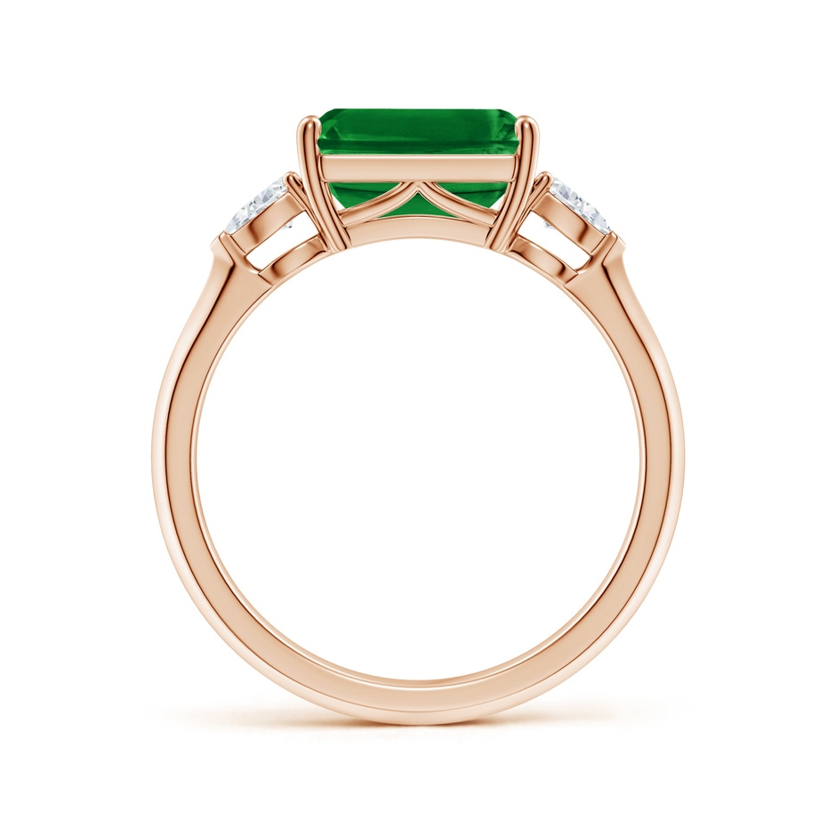 9x7mm AAAA Classic East-West Emerald-Cut Emerald Side Stone Engagement Ring in 18K Rose Gold side 199