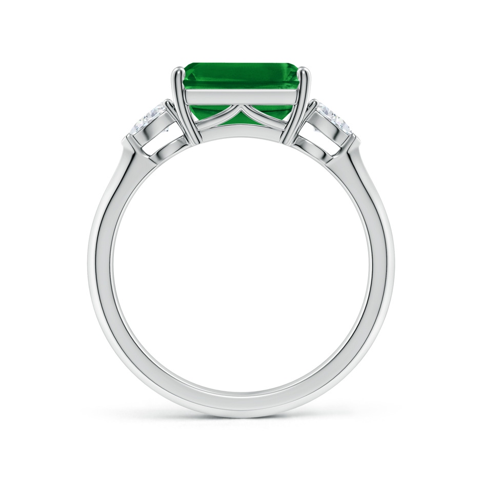 9x7mm AAAA Classic East-West Emerald-Cut Emerald Side Stone Engagement Ring in P950 Platinum side 199
