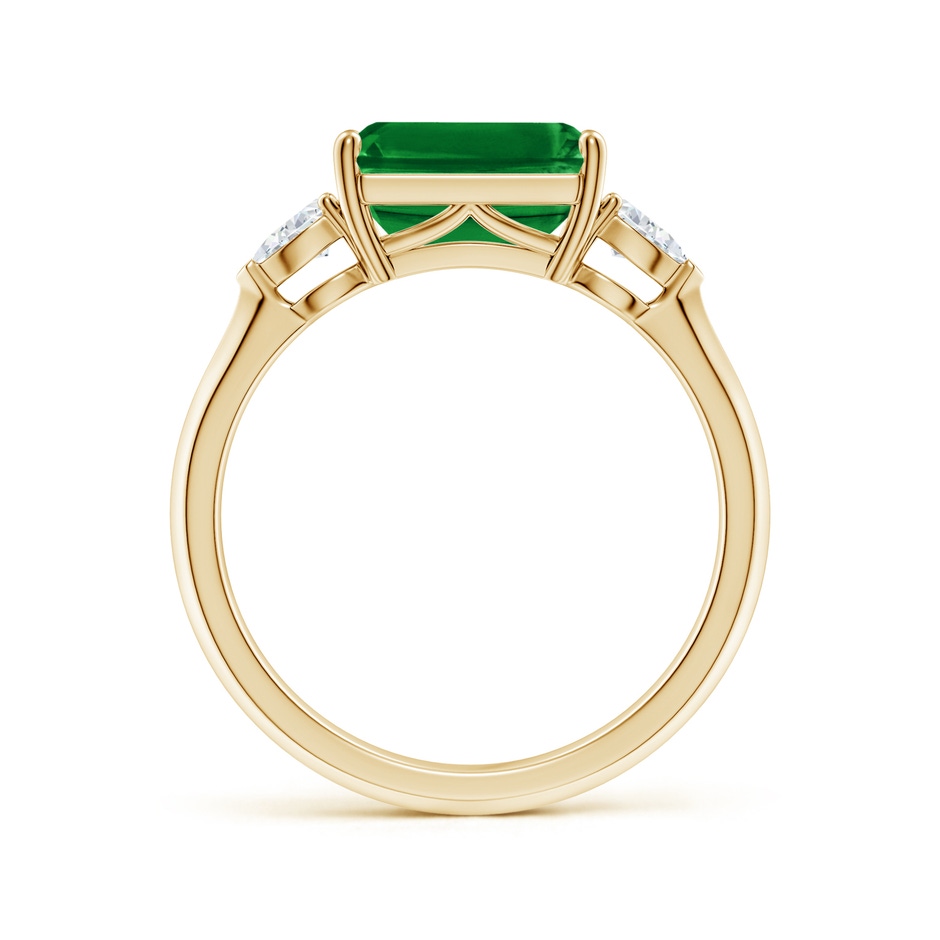 9x7mm AAAA Classic East-West Emerald-Cut Emerald Side Stone Engagement Ring in Yellow Gold side 199