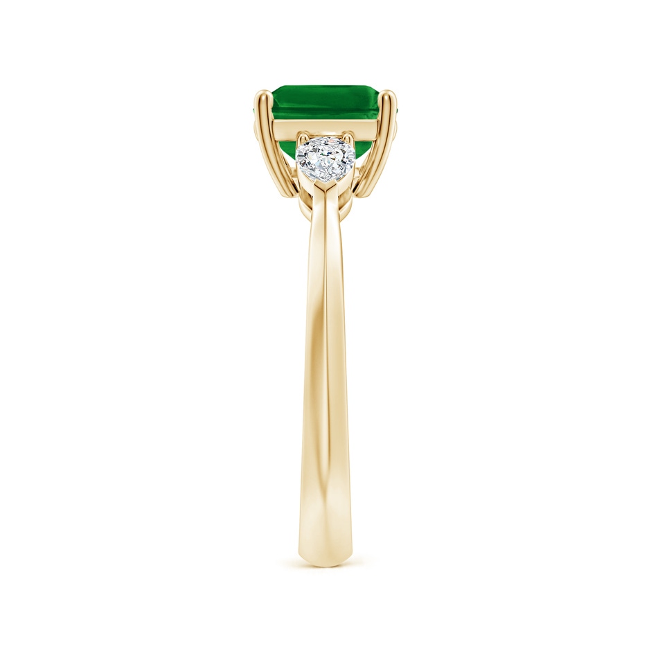 9x7mm AAAA Classic East-West Emerald-Cut Emerald Side Stone Engagement Ring in Yellow Gold side 299