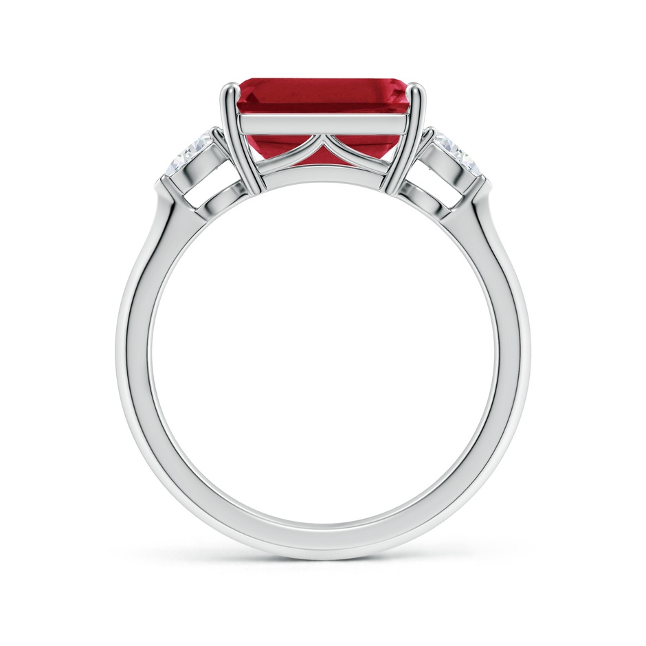 10x8mm AA Classic East-West Emerald-Cut Ruby Side Stone Engagement Ring in P950 Platinum side 199