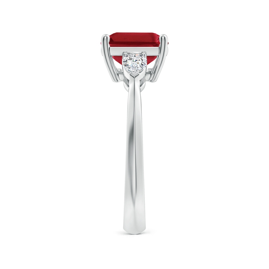 10x8mm AA Classic East-West Emerald-Cut Ruby Side Stone Engagement Ring in P950 Platinum side 299