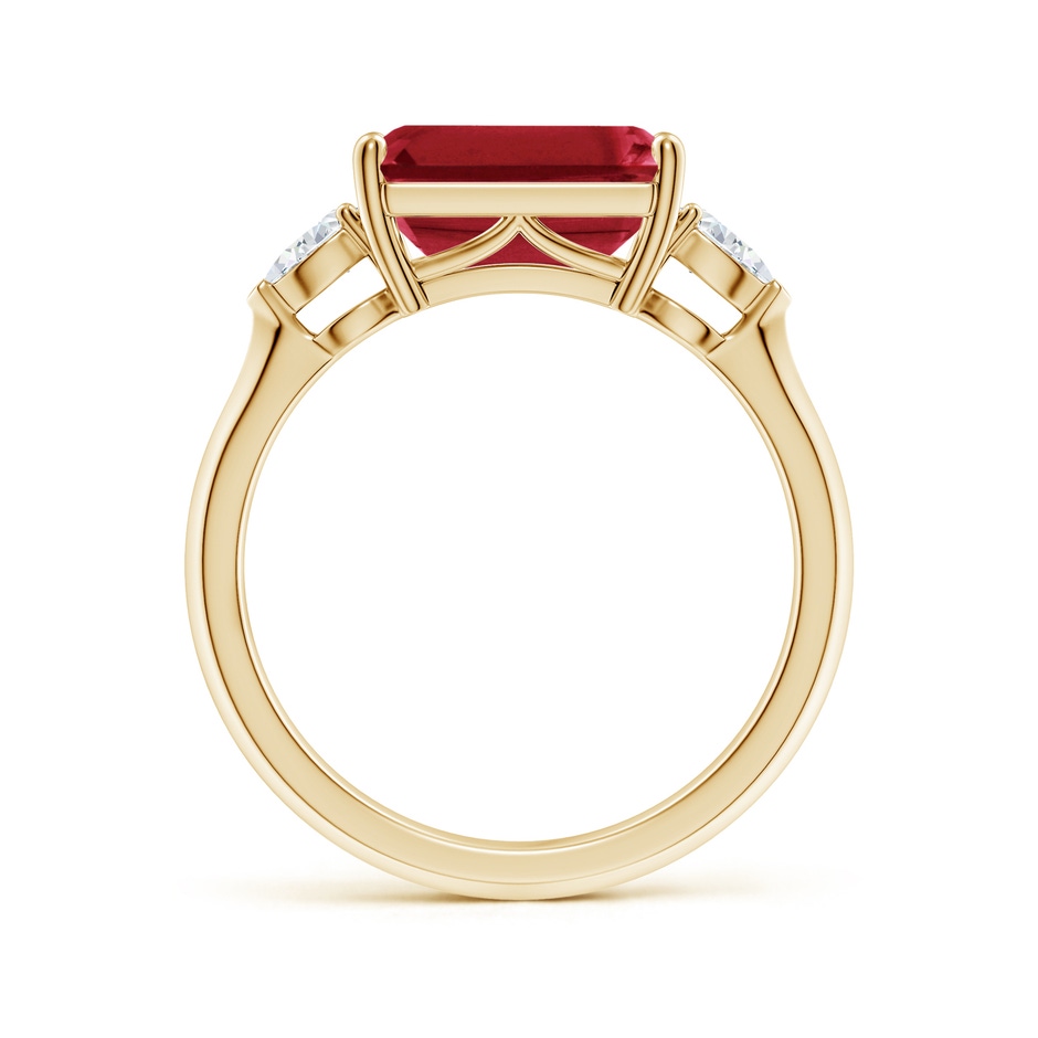 10x8mm AA Classic East-West Emerald-Cut Ruby Side Stone Engagement Ring in Yellow Gold side 199
