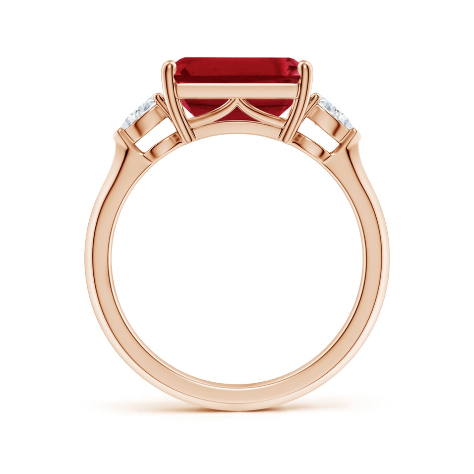 10x8mm AAA Classic East-West Emerald-Cut Ruby Side Stone Engagement Ring in 18K Rose Gold side 199