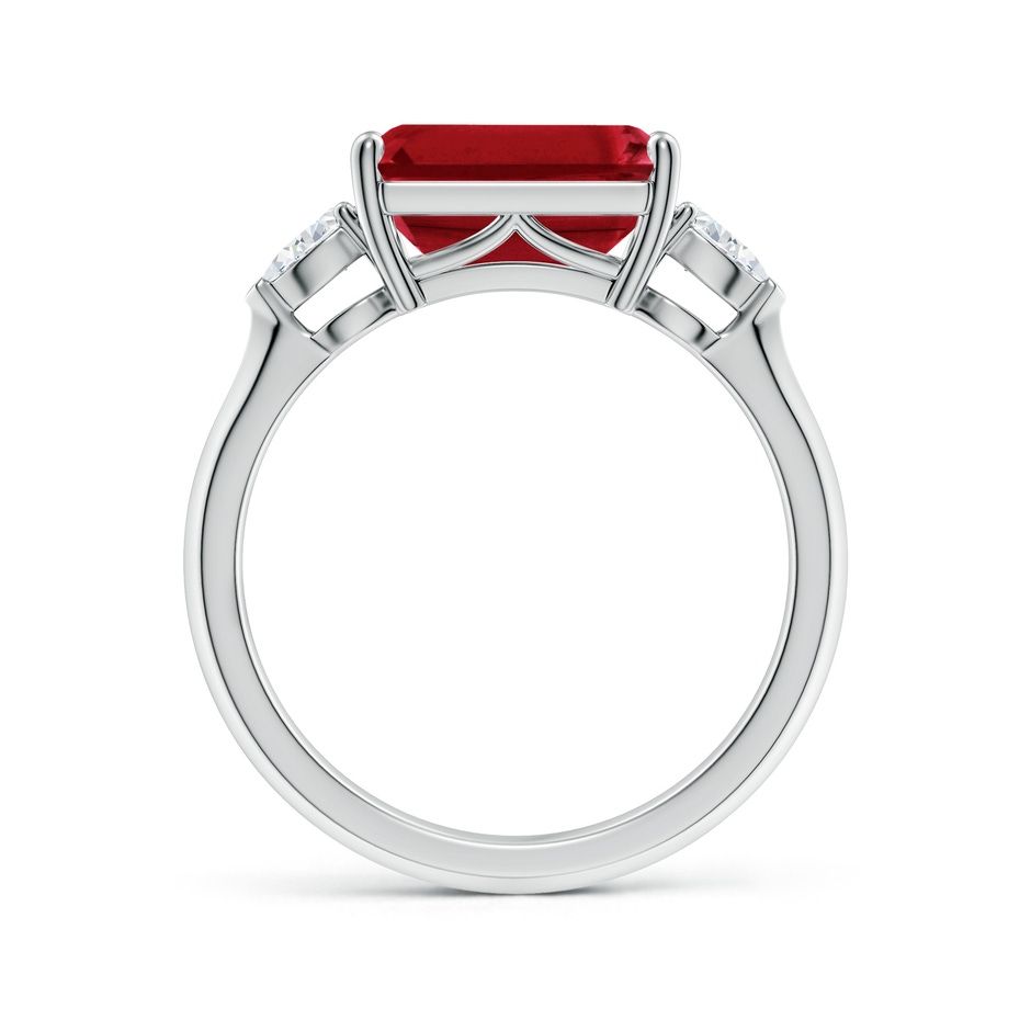 10x8mm AAA Classic East-West Emerald-Cut Ruby Side Stone Engagement Ring in P950 Platinum side 199