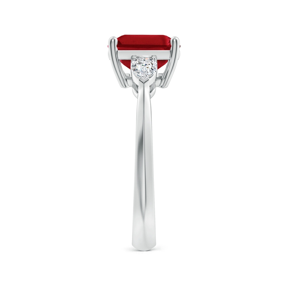 10x8mm AAA Classic East-West Emerald-Cut Ruby Side Stone Engagement Ring in P950 Platinum side 299