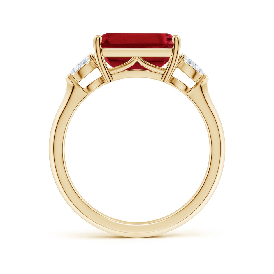 10x8mm AAA Classic East-West Emerald-Cut Ruby Side Stone Engagement Ring in Yellow Gold side 199