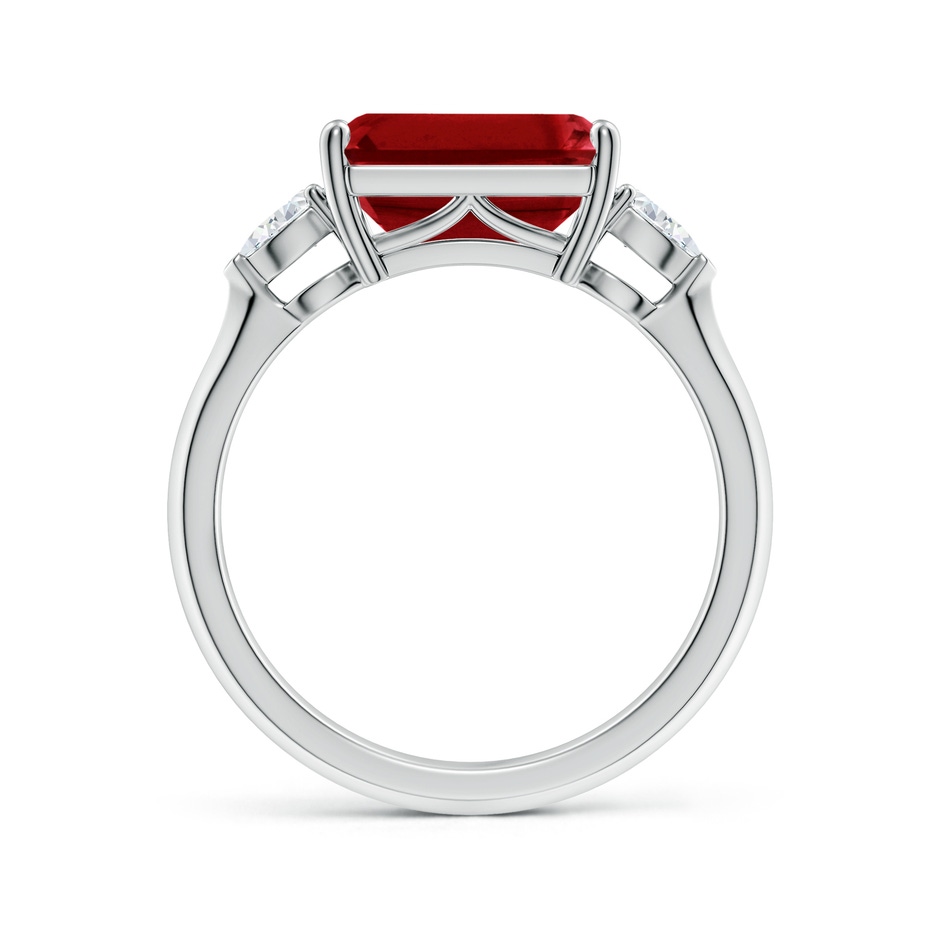 10x8mm AAAA Classic East-West Emerald-Cut Ruby Side Stone Engagement Ring in White Gold side 199