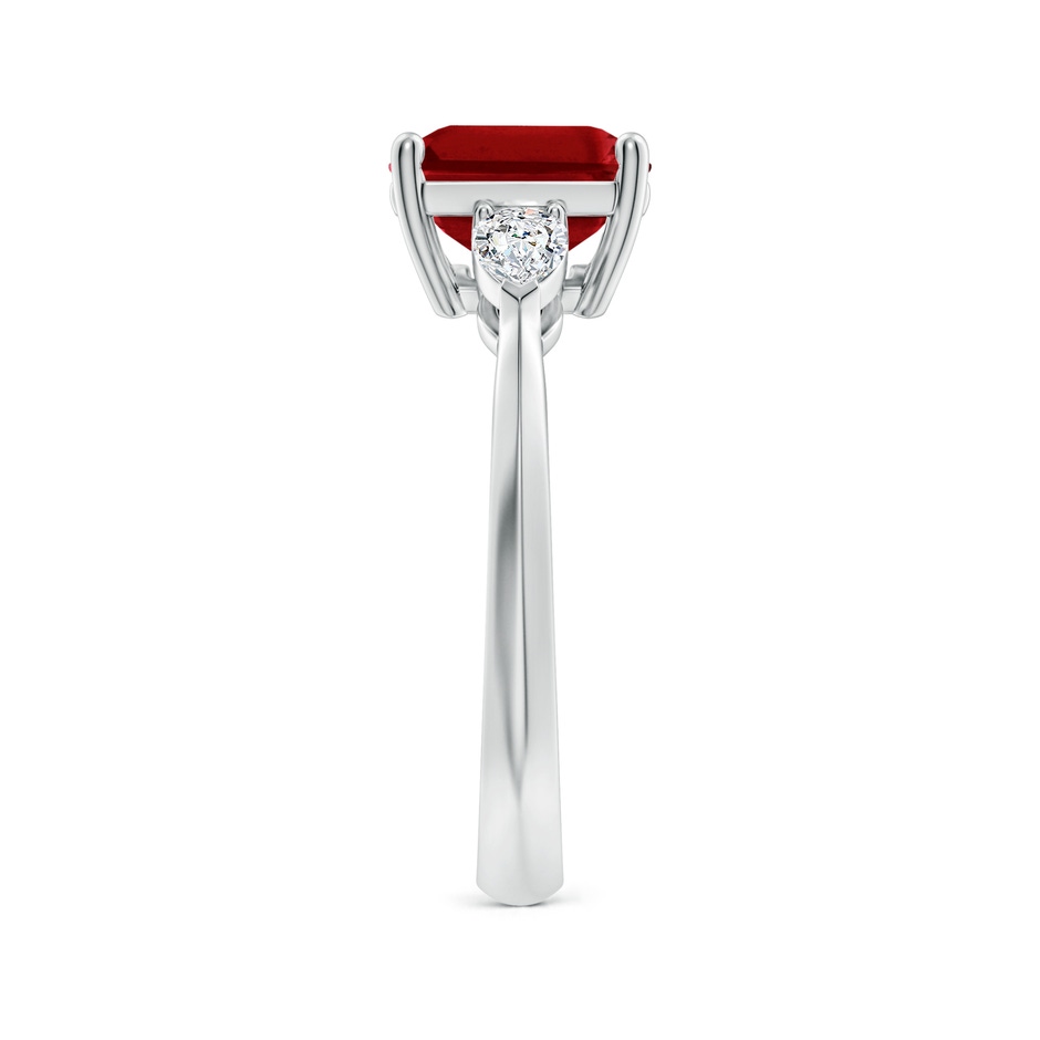 10x8mm AAAA Classic East-West Emerald-Cut Ruby Side Stone Engagement Ring in White Gold side 299