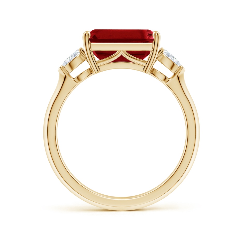 10x8mm AAAA Classic East-West Emerald-Cut Ruby Side Stone Engagement Ring in Yellow Gold side 199