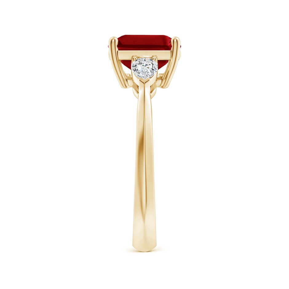 10x8mm AAAA Classic East-West Emerald-Cut Ruby Side Stone Engagement Ring in Yellow Gold side 299