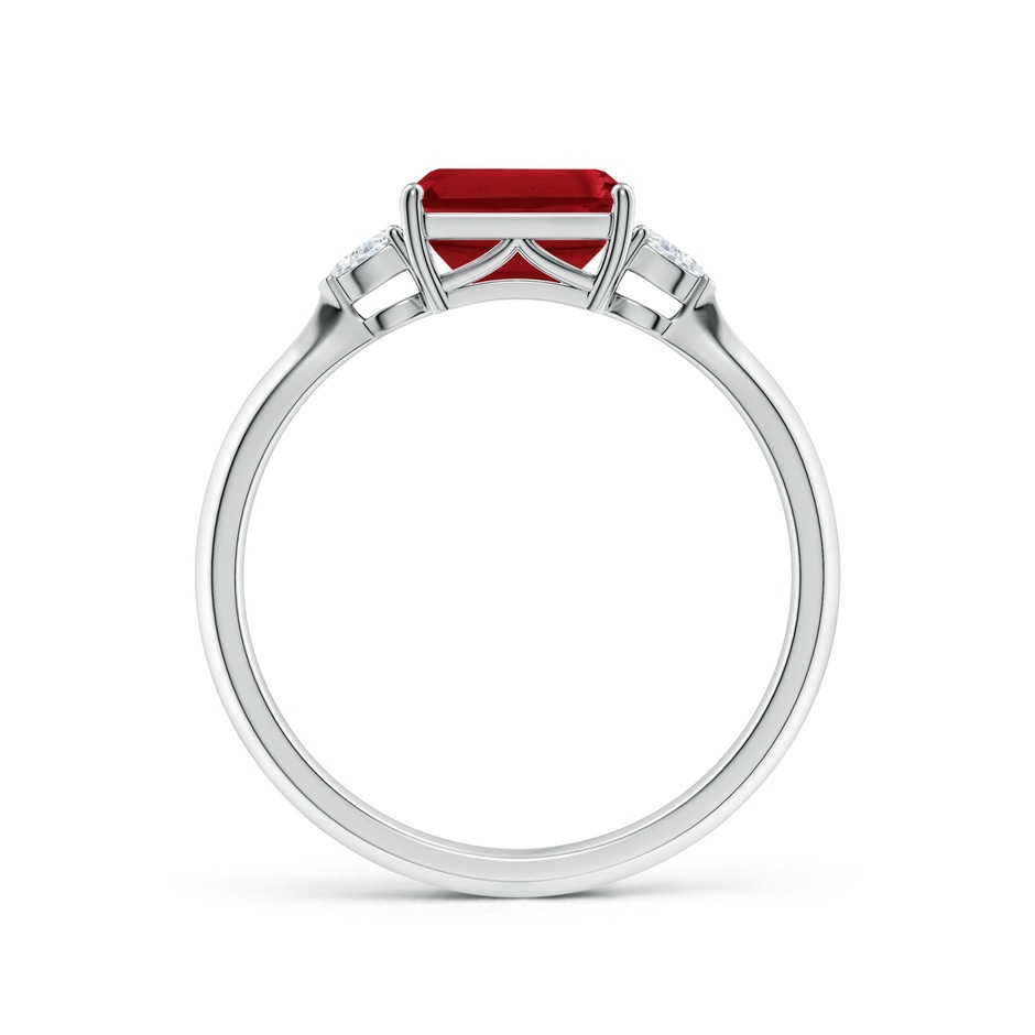 7x5mm AAA Classic East-West Emerald-Cut Ruby Side Stone Engagement Ring in White Gold side 199