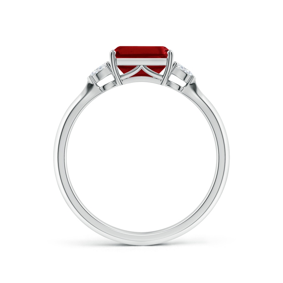 7x5mm AAAA Classic East-West Emerald-Cut Ruby Side Stone Engagement Ring in P950 Platinum side 199