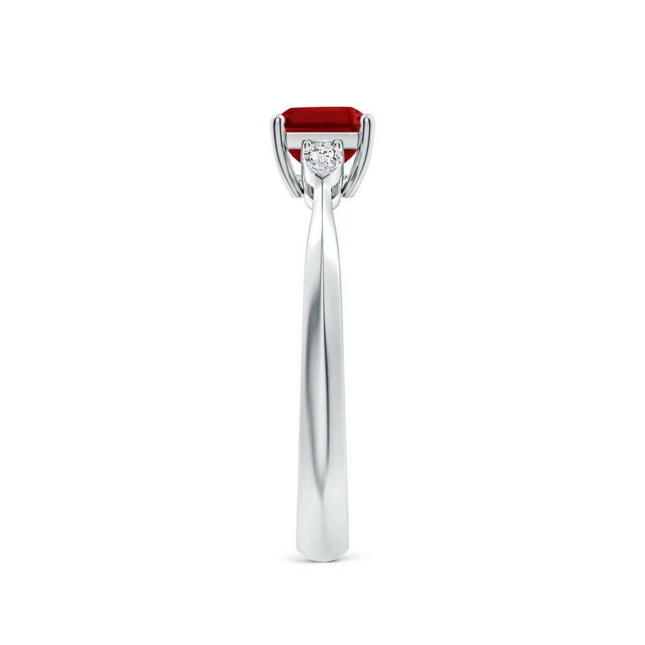 7x5mm AAAA Classic East-West Emerald-Cut Ruby Side Stone Engagement Ring in P950 Platinum side 299