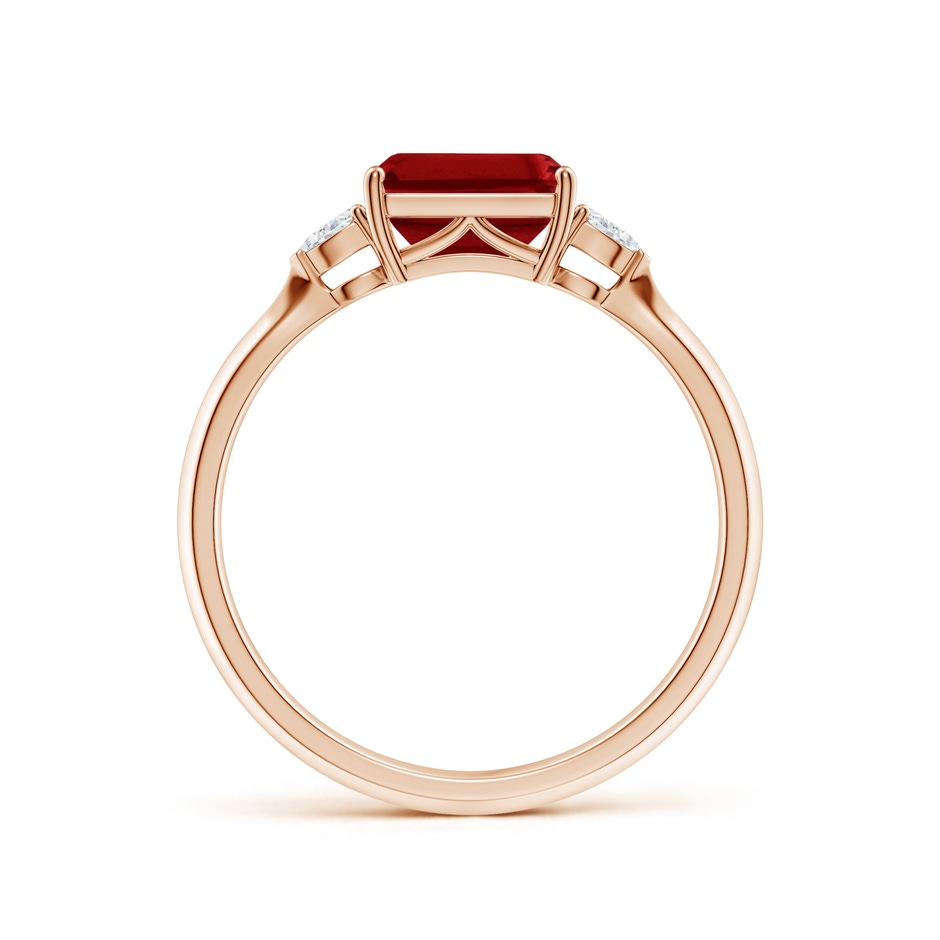 7x5mm AAAA Classic East-West Emerald-Cut Ruby Side Stone Engagement Ring in Rose Gold side 199