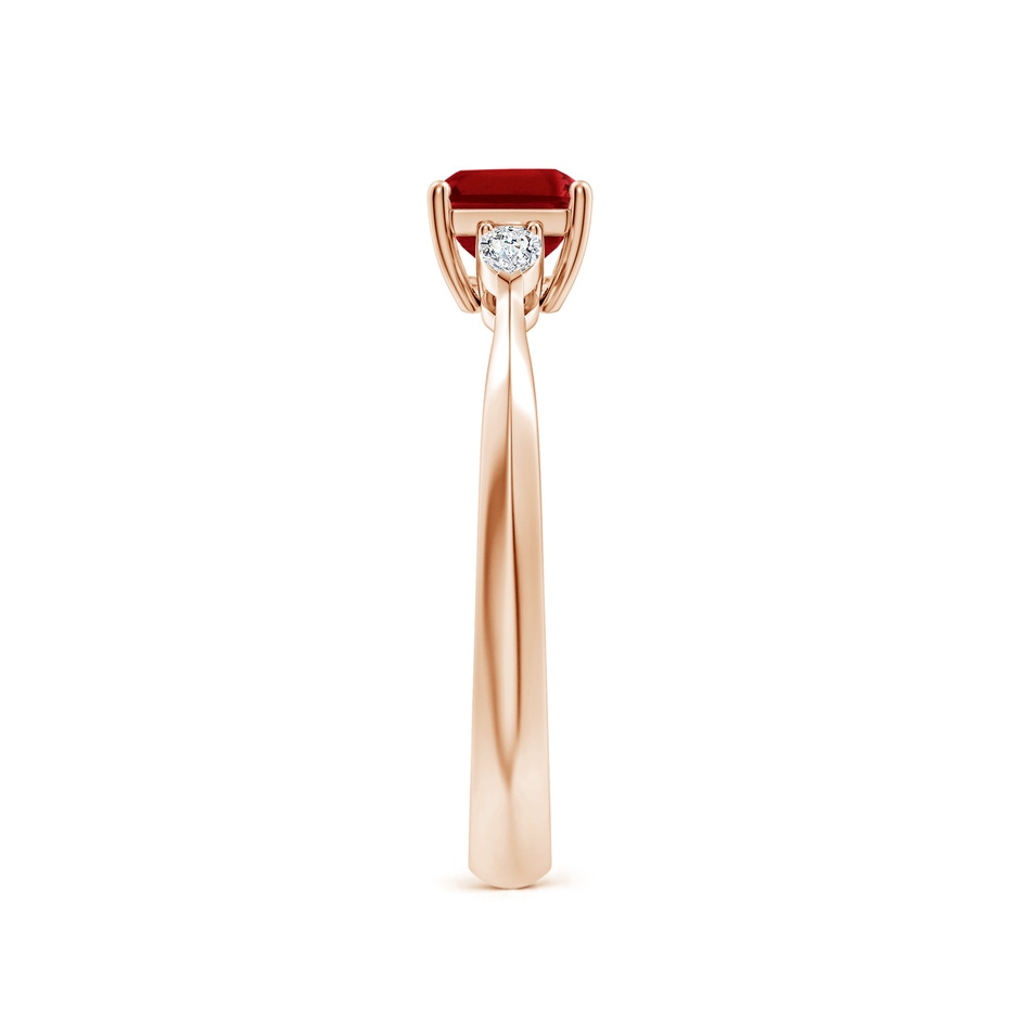 7x5mm AAAA Classic East-West Emerald-Cut Ruby Side Stone Engagement Ring in Rose Gold side 299
