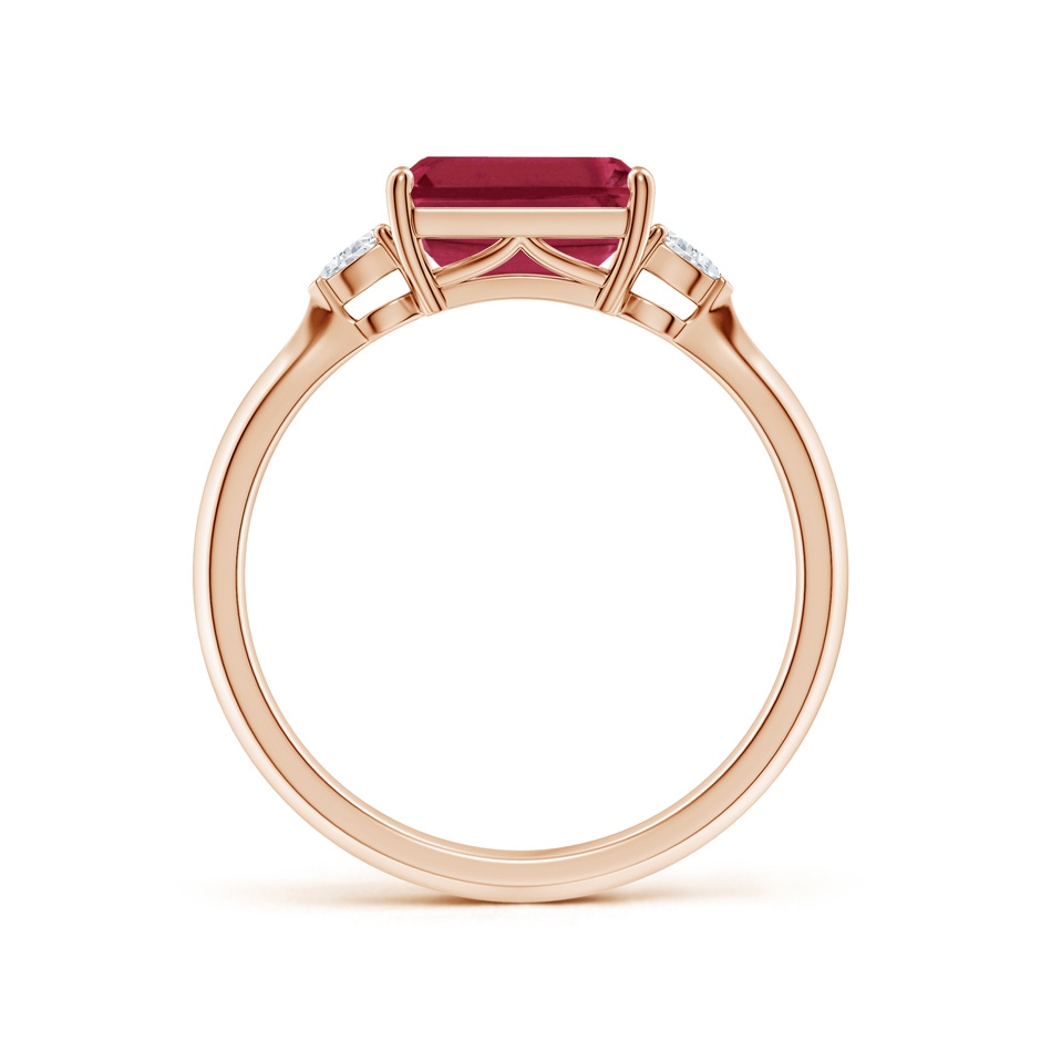 8x6mm A Classic East-West Emerald-Cut Ruby Side Stone Engagement Ring in Rose Gold side 199