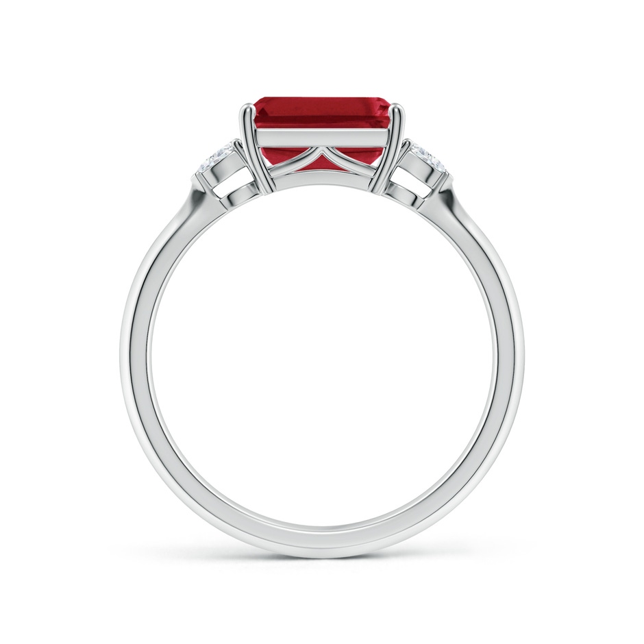 8x6mm AA Classic East-West Emerald-Cut Ruby Side Stone Engagement Ring in P950 Platinum side 199