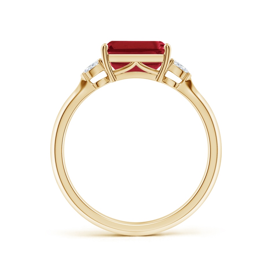 8x6mm AA Classic East-West Emerald-Cut Ruby Side Stone Engagement Ring in Yellow Gold side 199