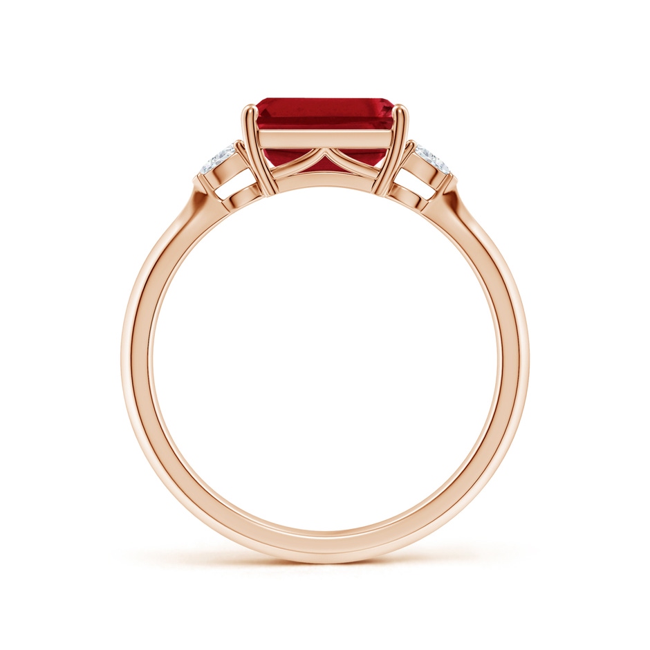 8x6mm AAA Classic East-West Emerald-Cut Ruby Side Stone Engagement Ring in Rose Gold side 199