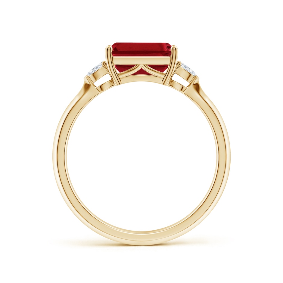 8x6mm AAA Classic East-West Emerald-Cut Ruby Side Stone Engagement Ring in Yellow Gold side 199