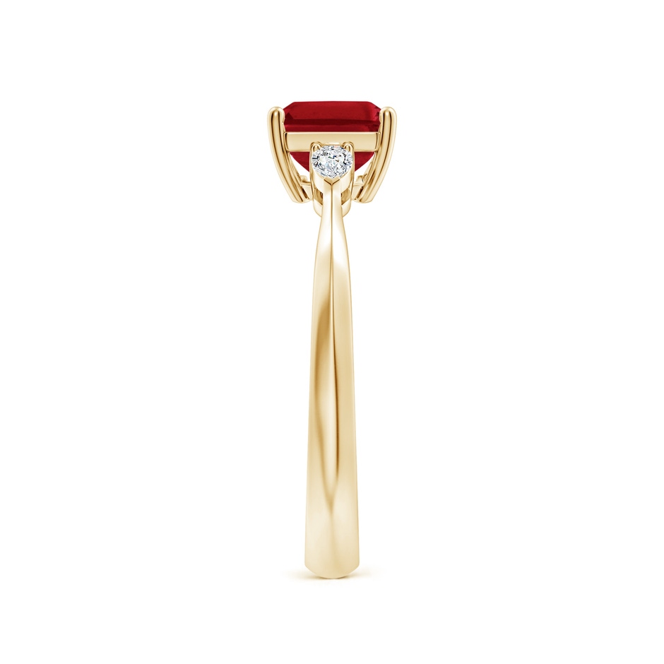 8x6mm AAA Classic East-West Emerald-Cut Ruby Side Stone Engagement Ring in Yellow Gold side 299