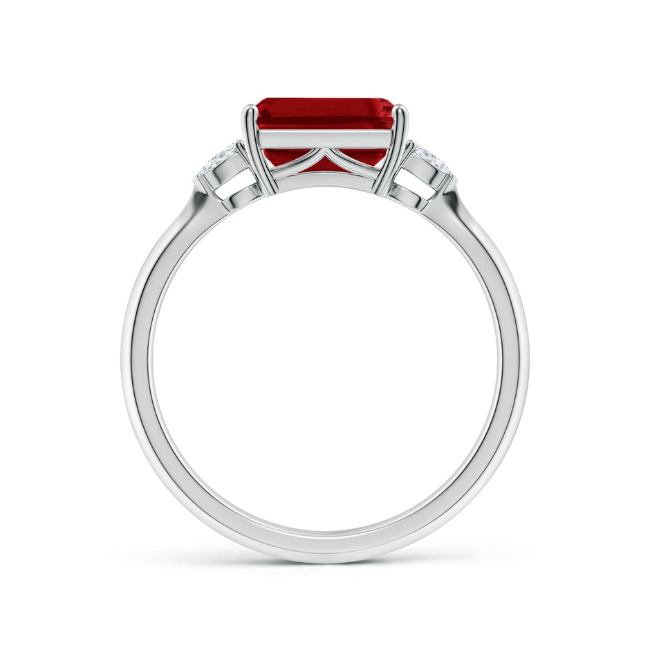 8x6mm AAAA Classic East-West Emerald-Cut Ruby Side Stone Engagement Ring in P950 Platinum side 199