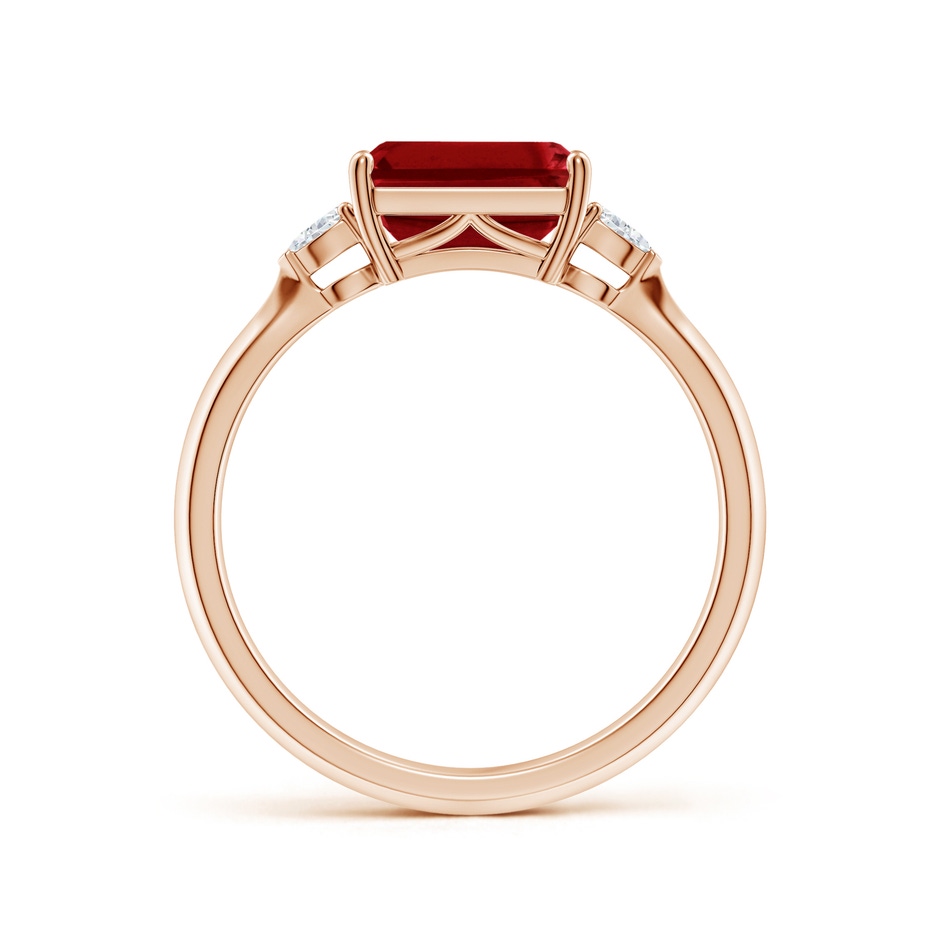 8x6mm AAAA Classic East-West Emerald-Cut Ruby Side Stone Engagement Ring in Rose Gold side 199