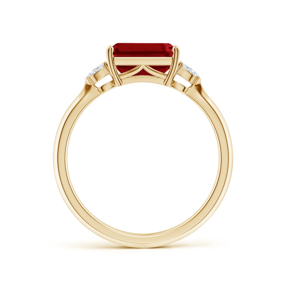 8x6mm AAAA Classic East-West Emerald-Cut Ruby Side Stone Engagement Ring in Yellow Gold side 199
