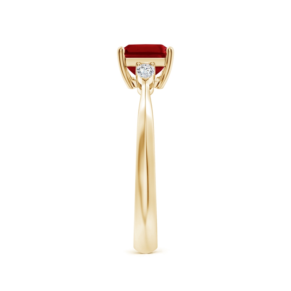 8x6mm AAAA Classic East-West Emerald-Cut Ruby Side Stone Engagement Ring in Yellow Gold side 299
